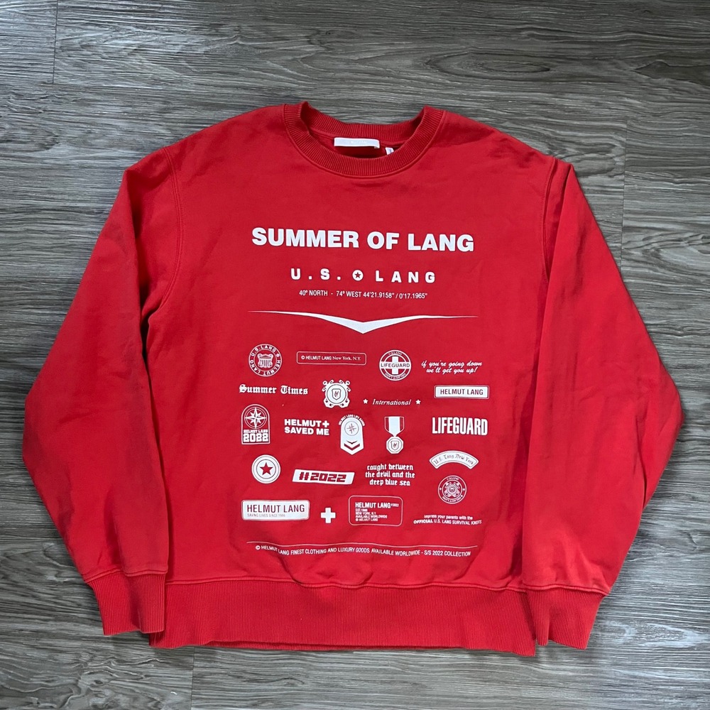Helmut Lang Summer of Lang Red Graphic Sweatshirt SS22 Mens Medium HLM6146R